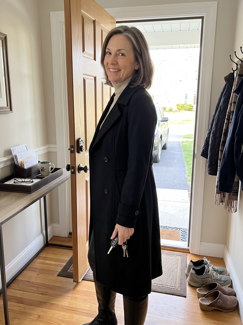 Customer photo of the Carter & Gray Women's Trench Coat, Double Breasted with Belted Back